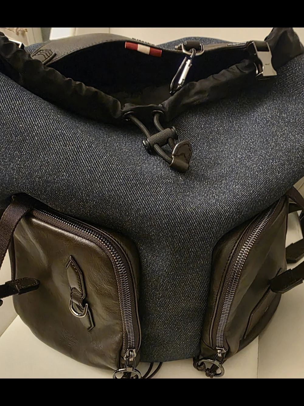 Bally Men's Gray & Brown Leather-Trim Backpack